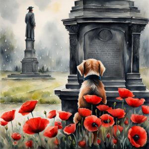 SDXL 1.0 Watercolor of an Old Dog Staring at a War Memorial 3
